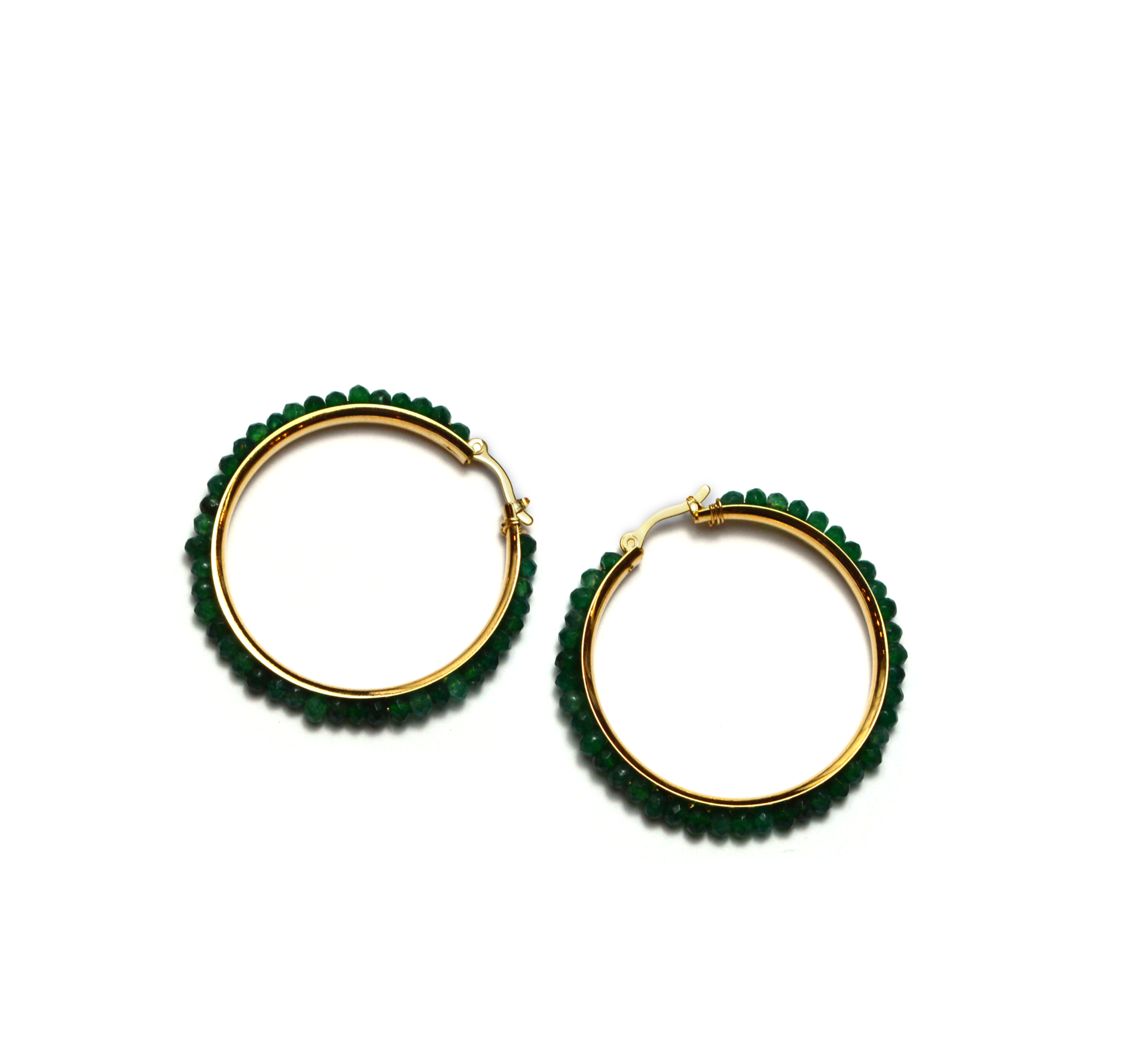 Green Agate Hoops