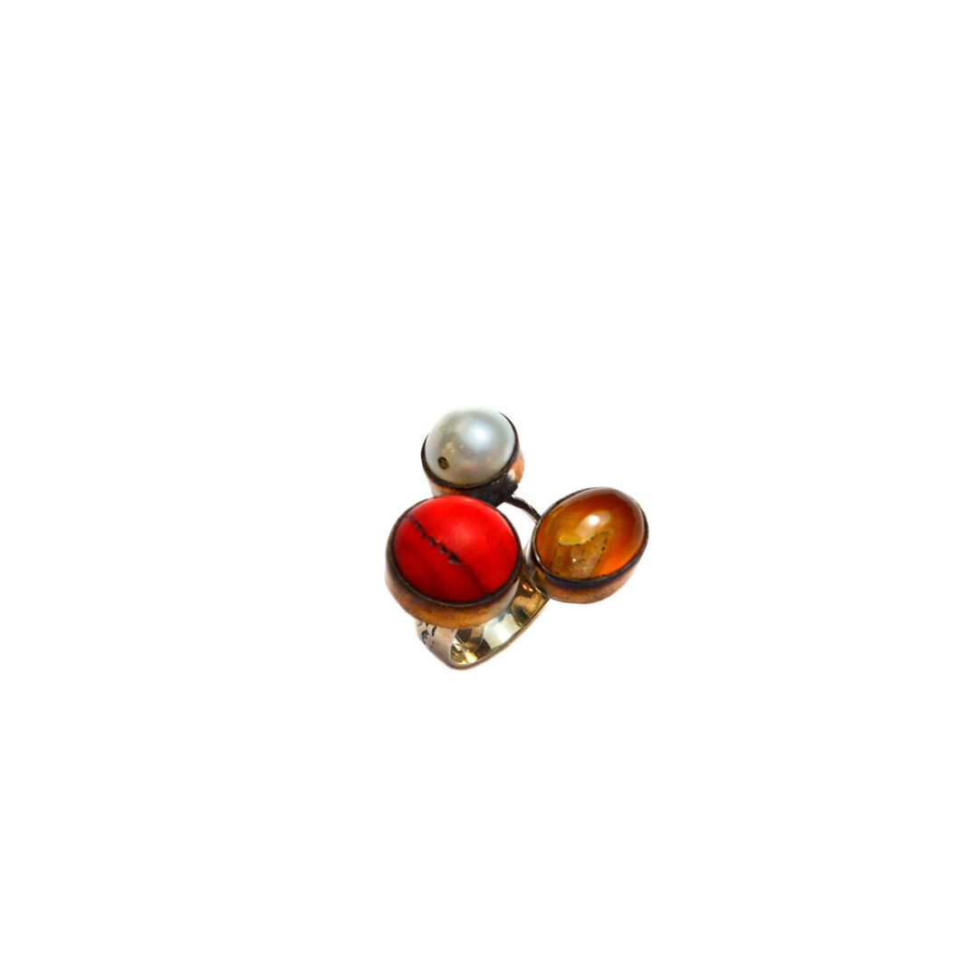 Elegant Trio: Pearl, Coral, Topaz