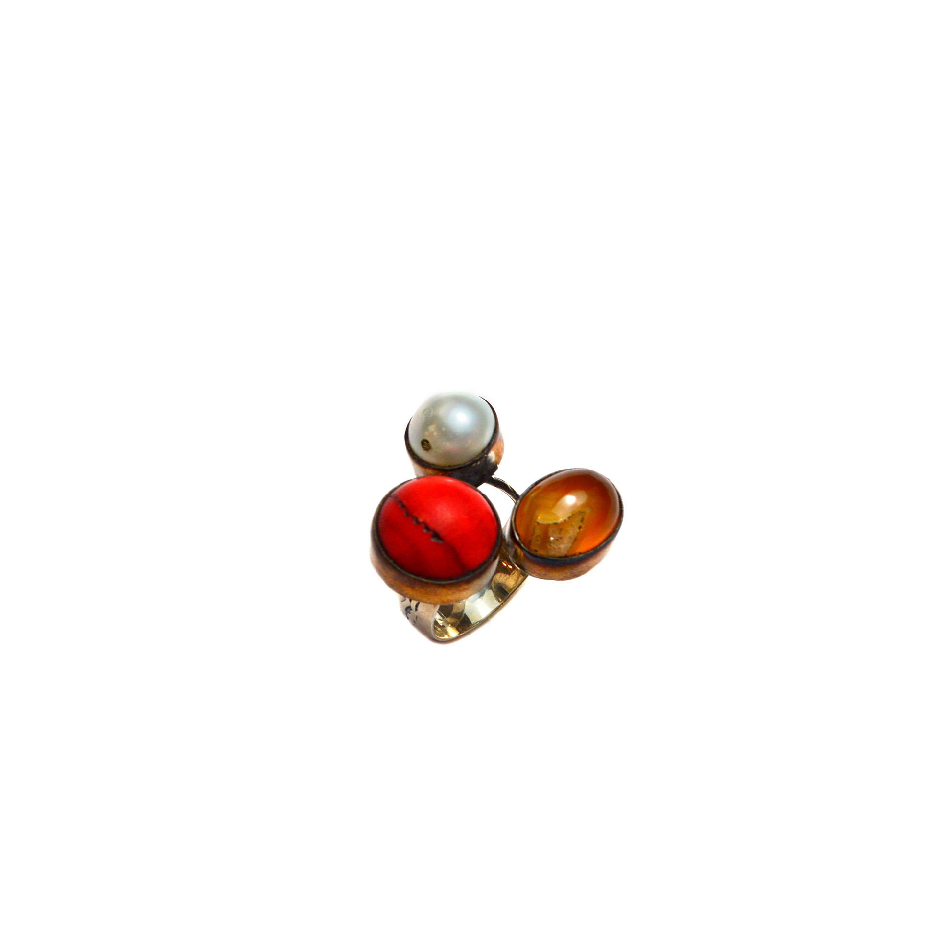 Elegant Trio: Pearl, Coral, Topaz
