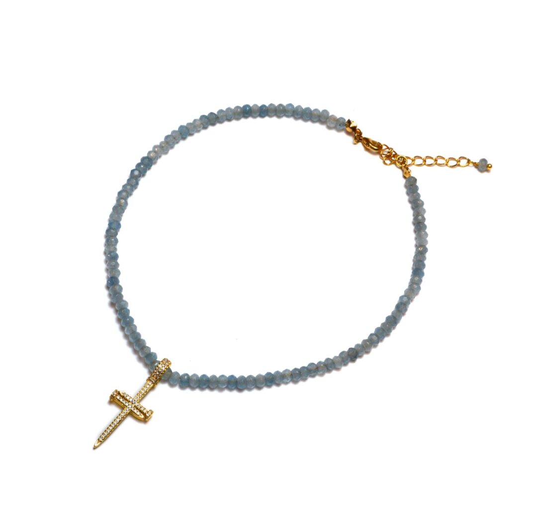 Blue Agate Zircon Cross