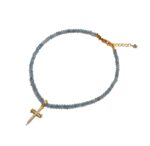Blue Agate Zircon Cross