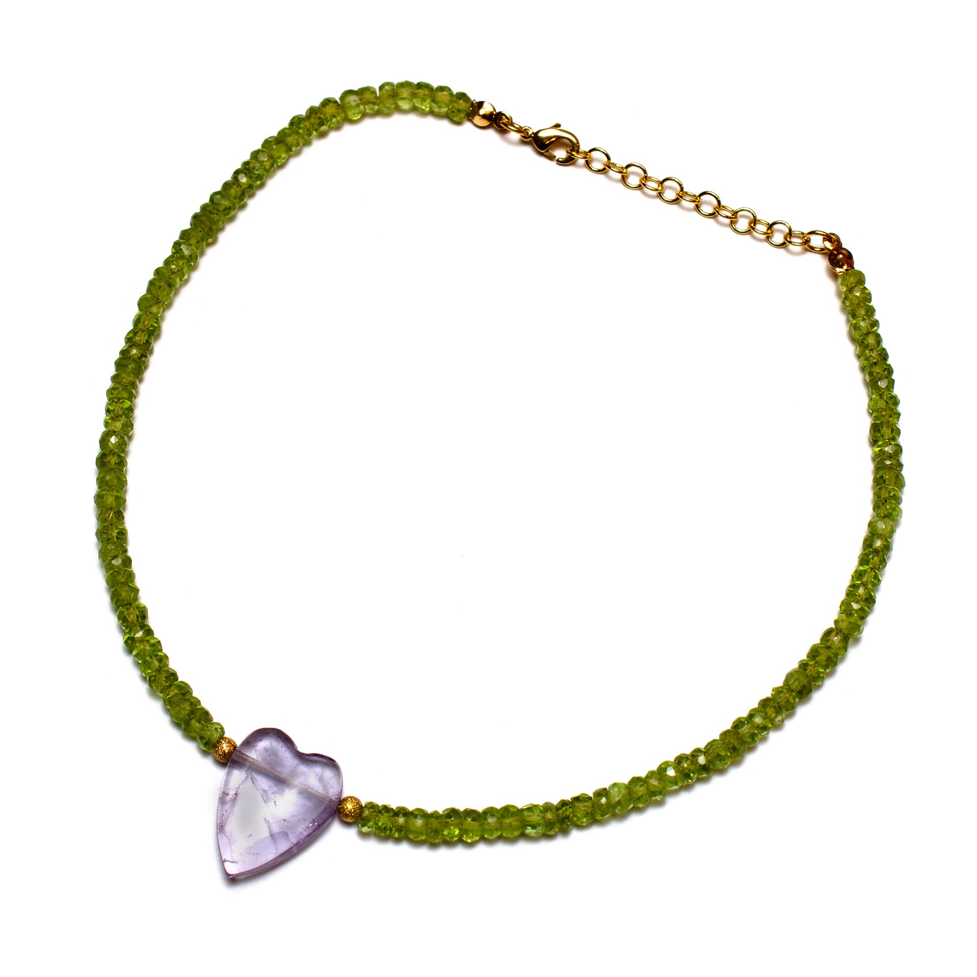 Peridot Amethyst Heart