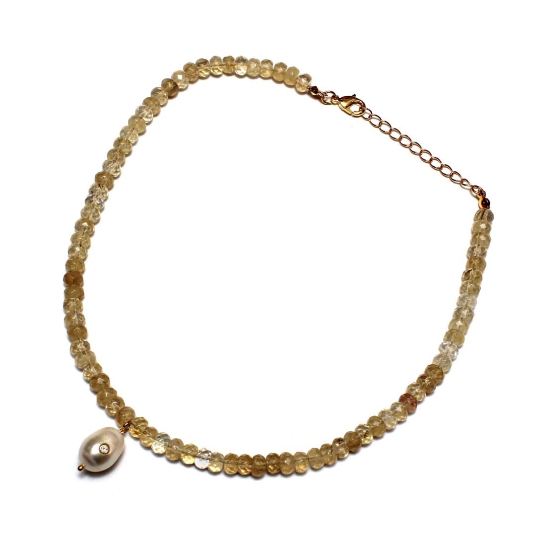 Citrine & Pearl Charm