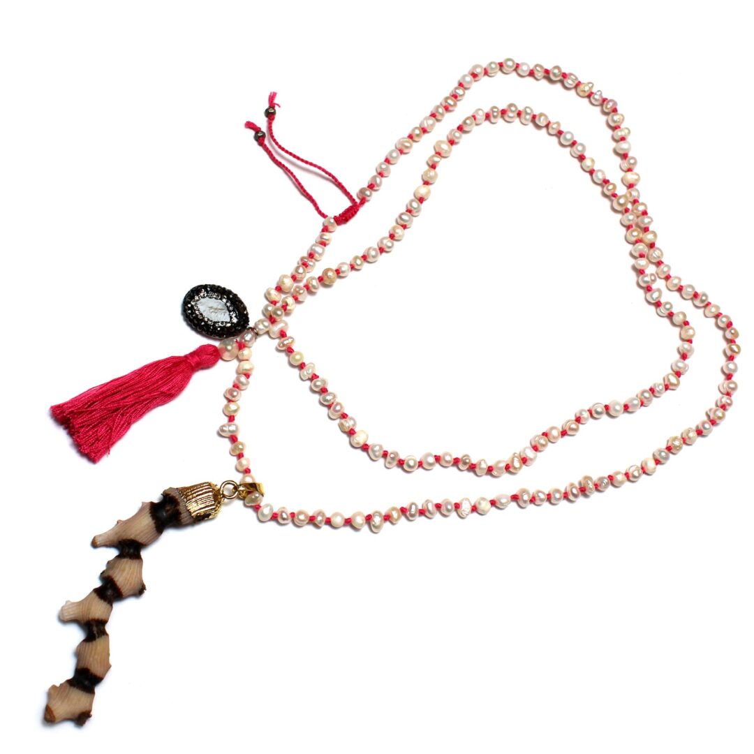 Tiny Pearls, Shell & Zircon Charm