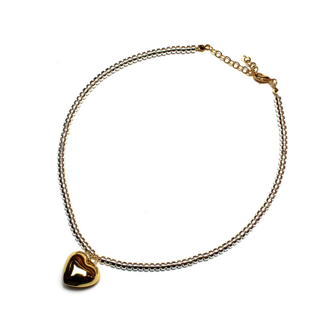 Hematite Silver Heart