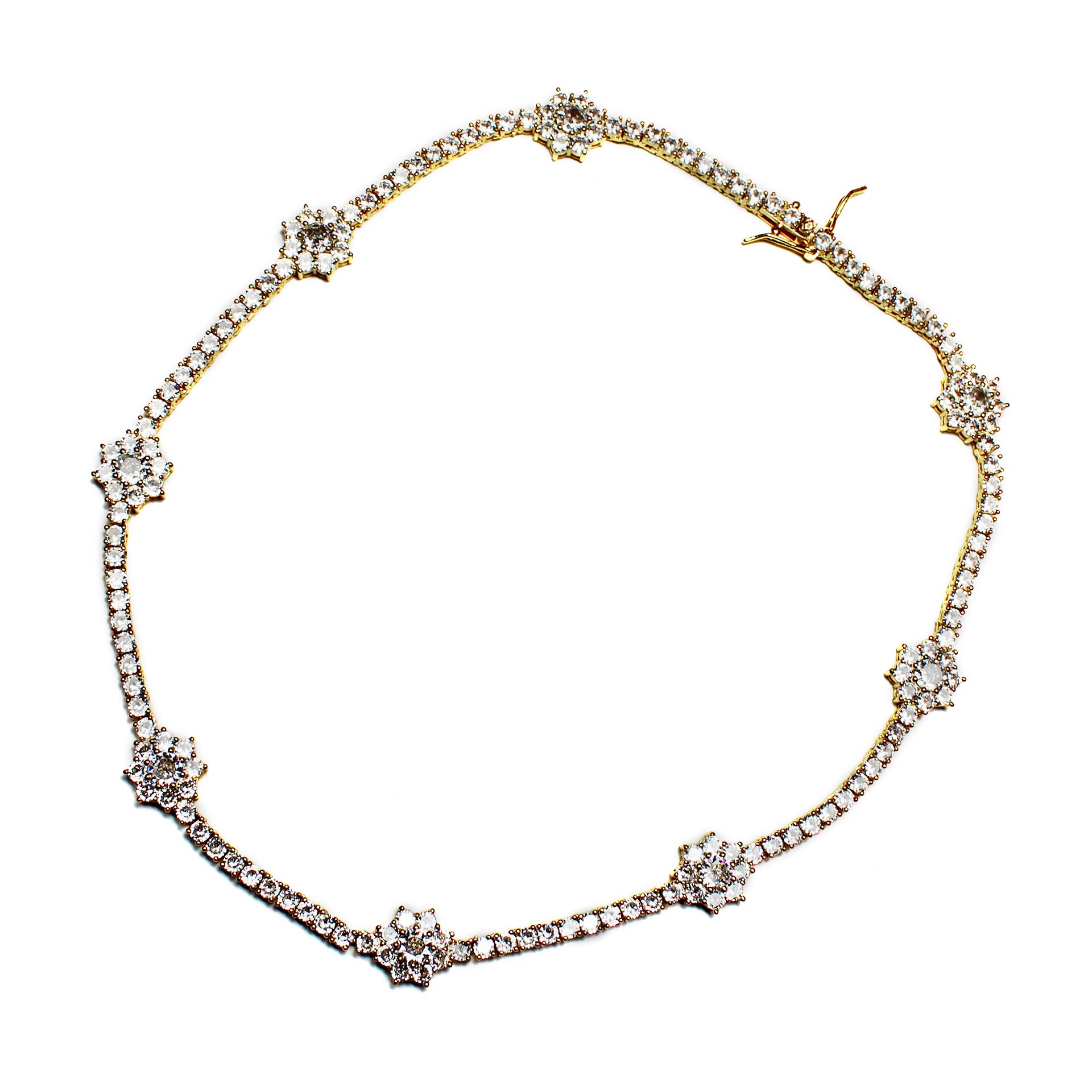 Multi Zircon Rosettes & Gold Edge