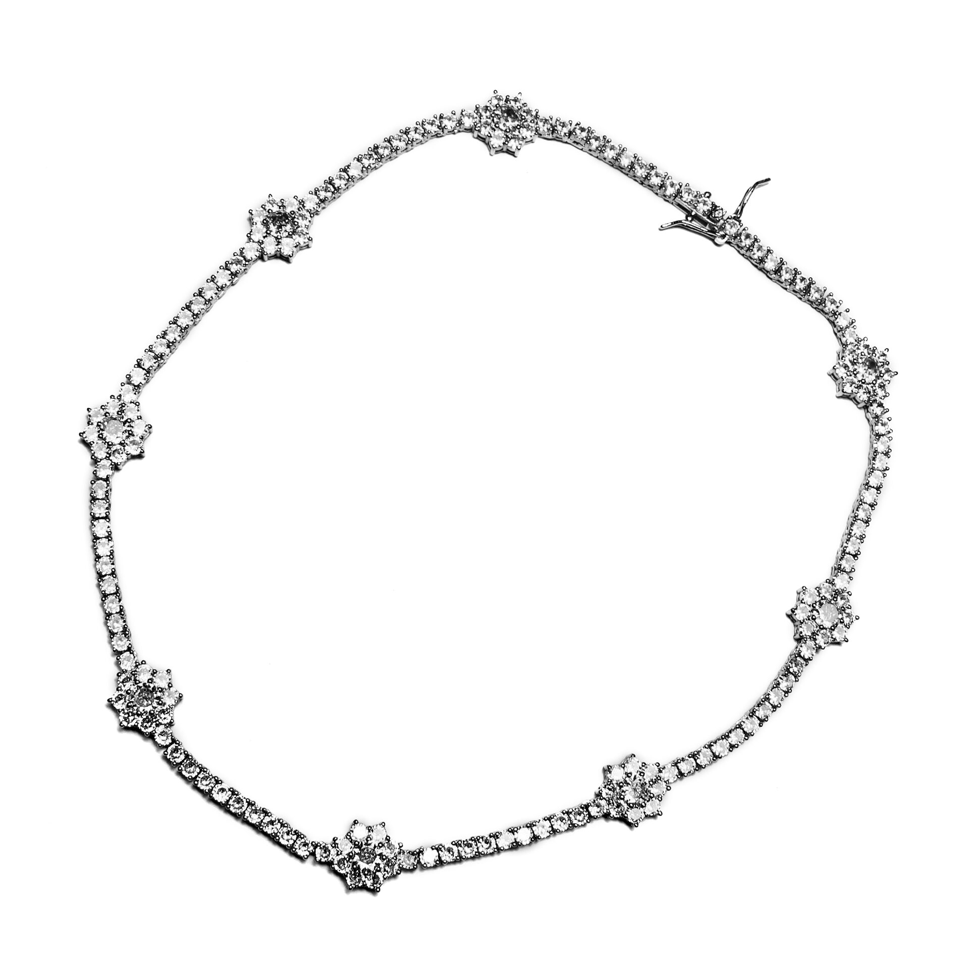 Multi Zircon Rosettes & Silver Edge