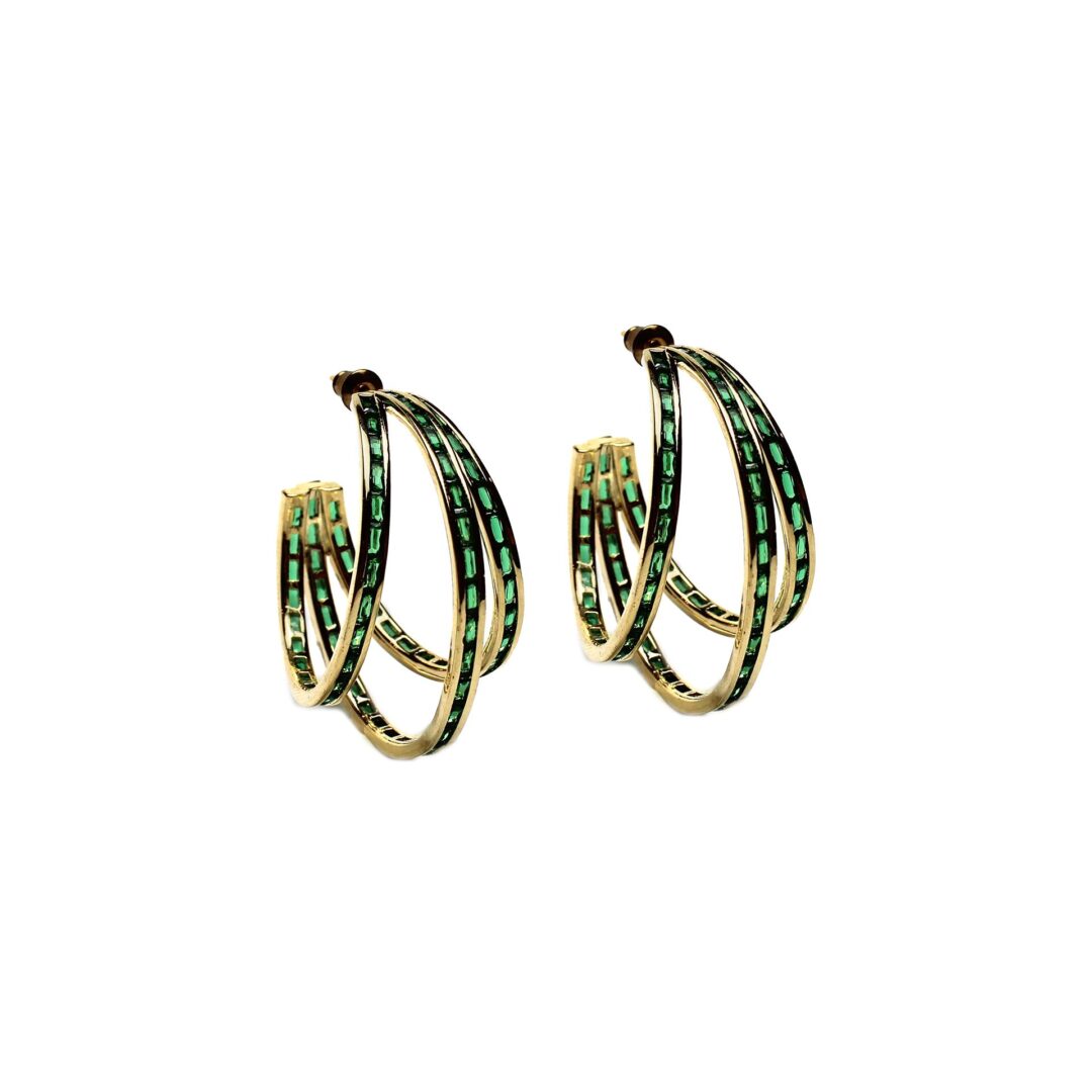 Emerald Crescent Hoops