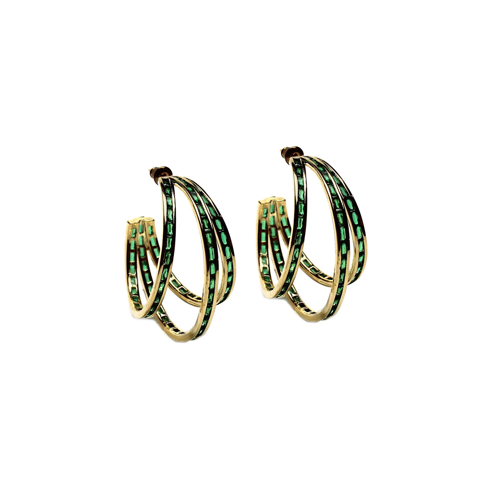 Emerald Crescent Hoops